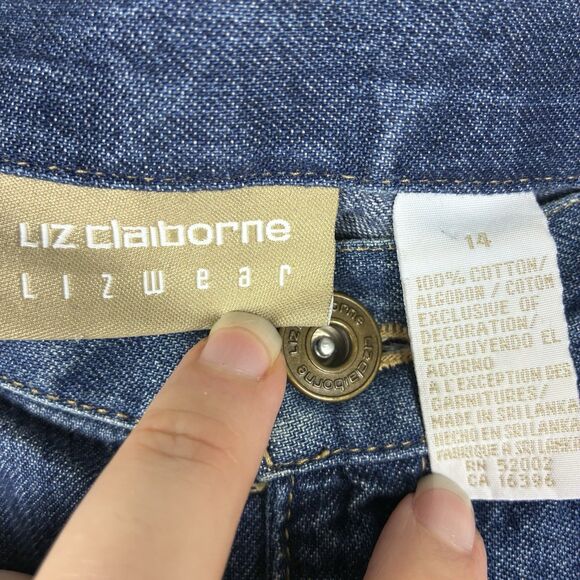 Vintage Denim Maxi Skirt Sz 14 L Embroidered Florals Modest Prairie Liz Claiborn - Picture 8 of 9